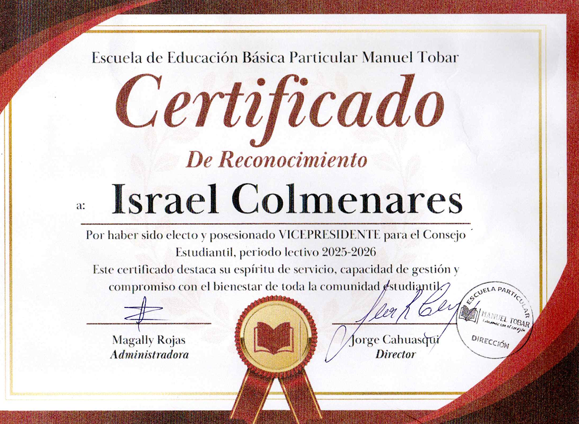 Certificado de vicepresidencia del consejo estudiantil